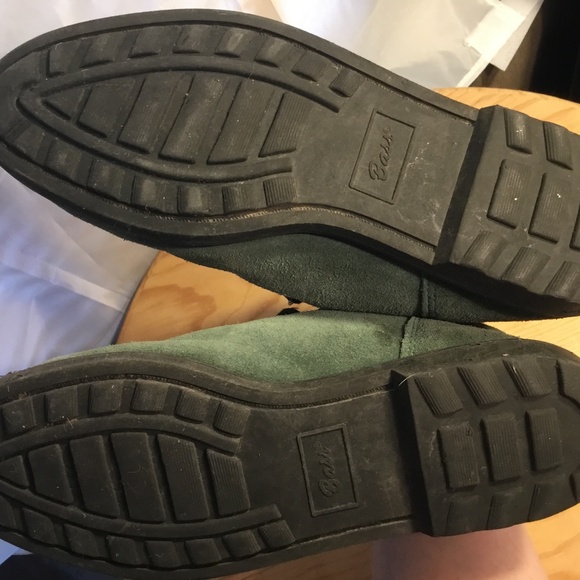 Vintage Bass Boots Women's 7.5 M Ankle Booties Green Suede Almond Toe Lace Up - Picture 7 of 9